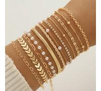 Set di 12 braccialetti con ciondolo a forma di cuore e freccia, in perla e cristallo, stile minimalista elegante, regalo per fidanzata/amica, adatto per uso quotidiano, lavoro, vacanza e occasioni for