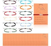 Set di 12 braccialetti cristiani per donne e uomini, regolabili, ispiratori, cristiani, Gesù, amicizia, braccialetto religioso, biglietto regalo, corda intrecciata, charm per funerali della chiesa