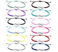 Set di 12 braccialetti dell'amicizia, regolabili, in tessuto, con ciondolo a forma di infinito, colorati, fatti a mano, in corda intrecciata, personalizzati, per migliori amici, cavigliere, regalo di