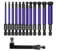 Set di 12 cacciaviti esagonali a testa sferica esagonale, 75 mm, 1/4", set di punte esagonali da 2/2,5/3/4/5/6/8/10/12 mm, S2