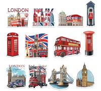Set di 12 calamite da frigorifero con icone di Londra, design di costruzione britannica, autobus a due piani, cabina telefonica rossa, Tower Bridge, souvenir auto dell'Inghilterra, magneti per