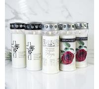 Set di 12 candele Hofer, durata 7 giorni - L'originale [Ewigkeit Select] candele con coperchio | lume funerale con motivo e scritta | Candele per decorazione funeraria e decorazione funeraria