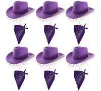 Set di 12 cappelli da cowgirl viola e bandana Paisley per adulti