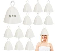Set di 12 cappelli da sauna in feltro, con passanti per protezione della testa, comodi e per uomini e donne, accessorio essenziale per la doccia