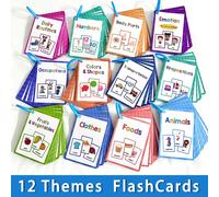 Set di 12 carte flash tematiche con colori, forme, frutti, emozioni e sentimenti, per l'apprendimento delle parole in inglese, giocattoli educativi precoci Montessori, materiali per la classe Routine 