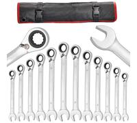 Set di 12 chiavi a cricchetto Fix-Head, set combinato, chiavi a cricchetto metriche da 8 mm a 19 mm, 72 denti, in acciaio Cr-V, con borsa portaog