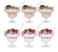 Set di 12 ciotole da dessert in vetro da 300 ml con cucchiai, ciotole per gelato, insalata, snack, caramelle, frutta, frappè, sorbetto, trifle, ciotola, parfait, bicchieri decorativi per cocktail