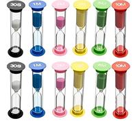 Set di 12 clessidra per bambini, timer colorato, 30 sec /1/2/3/5/10 minuti, piccolo timer, clessidra, set di clessidra, set per bambini, adatto per scuola, decorazione della casa, accessori di scena