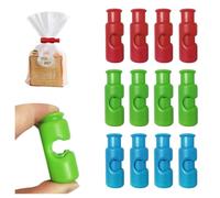 Set di 12 clip per sacchetti di plastica multicolore, da spremere, per sigillare patatine, pane e altri sacchetti di cibo
