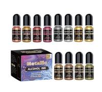 Set di 12 colori di inchiostro ad alcol metallizzato, per arte e pittura in resina epossidica, per progetti creativi, espressione del metallo