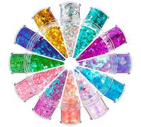 Set di 12 colori misti per trucco in resina epossidica, per festival, farfalla, paillettes, viso, corpo, occhi