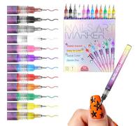 Set di 12 colori per nail art e nail art marcatori per nail art 3D e linee fai da te, accessori per unghie con punta fine (0,5 mm), impermeabili, per uso domestico