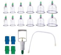 Set di 12 coppette con pompa a vuoto, per terapia tradizionale cinese, coppettazione, in silicone, per viso e tutto il corpo, autotrattamento (blu)