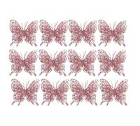 Set di 12 decorazioni per albero a forma di farfalla, in plastica | Set multicolore vivace, oro rosa per rosso, argento, blu, viola, aggiunge allegria festiva, perfetto per gli accenti