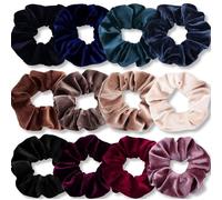 Set di 12 elastici in velluto per donne e ragazze, accessori per capelli con corde elastiche e strisce spesse uniche, ideali per tutte le età