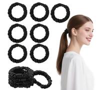 Set di 12 elastici per capelli ad alta elasticità, non danneggiano i capelli, per donne e ragazze, elastici per coda di cavallo magri, spessi/ricci, sonno delicato e uso quotidiano (nero, tessuto