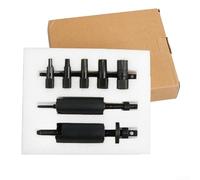 Set di 12 estrattori per cuscinetti per riparazione di moto e scooter elettrici con gamma da 9 a 23 mm, corpo in acciaio trattato termicamente nero, meccanismo a quattro rebbi, vite filettata liscia