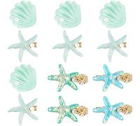 Set di 12 Fermagli di Capelli a Conchiglia Artificiale Perla e Stella Marina Clip per Capelli da Ragazza Donna, in Resina Acrilica Strumento di Acconciatura Spiaggia (Stile Blu Chic)