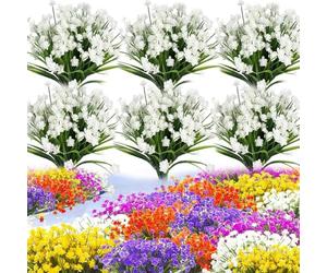 Set di 12 fiori artificiali per la decorazione del balcone e del giardino | Il set di dodici piante artificiali realistiche garantisce una decorazione colorata a lungo termine.