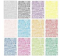 Set di 12 fogli di adesivi colorati con lettere dell'alfabeto, per album di ritagli, lettere dell'alfabeto colorate