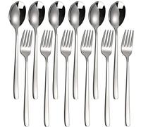 Set di 12 forchette e cucchiai, in acciaio inox, per la casa, cucina, hotel (acciaio inox)