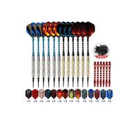 Set di 12 freccette con punta in plastica da 18 g per giochi di freccette elettroniche, 42 alette, 100 punte e 6 corpi di ricambio.