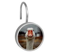 Set di 12 ganci per tenda da doccia in vetro di cristallo a forma di oca bianca con divertente decorazione per il bagno