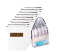 Set di 12 grandi borse trasparenti per scarpe da viaggio e conservazione, in PVC trasparente, organizer per scarpe con coulisse, per uomini e donne, accessori da viaggio multiuso antipolvere, nero