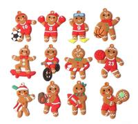 Set di 12 graziosi ciondoli a forma di albero di Natale, a forma di uomo del pane, per illuminare le festività natalizie (E)
