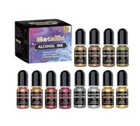 Set di 12 inchiostri metallici ad alcol per resina e scrapbooking, pigmenti ad asciugatura rapida per effetti acquerello e altre vetrate finte