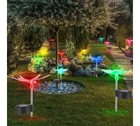Set Di 12 Lampade Solari A LED RGB Design Libellula Farfalla