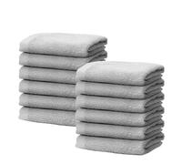 Set di 12 Lavette 30x30 cm | Piccoli Lavette Mani e Viso | Telo Bagno e Doccia per Ospiti | 100% Cotone | Spugna Morbido e Assorbente | 500g/m2 | Hotel e B&B | Oeko-TEX | Ôhm | Grigio chiaro