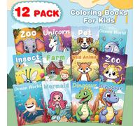 Set di 12 libri da colorare, con temi come spazio, scienza, professioni, disegni creativi, ecc. Divertenti e facili, coltivano abilità di disegno e manuali, migliorano la concentrazione e l'immaginazi