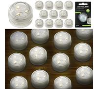 Set di 12 lumini a LED, impermeabili, 3 LED, colore bianco caldo, candele sott'acqua
