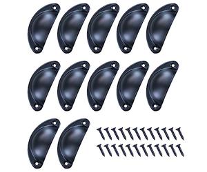 Set di 12 maniglie anticate, in bronzo vintage, con viti per cucina, armadio, cassetti e armadietto per farmacia, colore nero