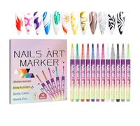 Set di 12 matite 3D per nail art, per graffiti, 3D, impermeabile, per nail art, strumenti per punteggiare unghie, matite acriliche, punti di disegno e pittura (B)