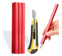 Set di 12 Matite da Cantiere, Matite da Falegname Rosso con Temperamatite, Matite per Tappezzeria, attrezzo da Segnatura per Officina e Falegnameria