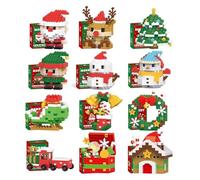 Set di 12 Mattoncini di Design per Babbo Natale, Decorazioni a Tema Mattoncini di Natale, Mini Figure da Costruzione, Albero di Natale con Calze Fai da Te, Regali di Compleanno di Natale, Bombo 12pcs