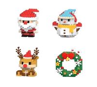 Set di 12 Mattoncini di Design per Babbo Natale, Decorazioni a Tema Mattoncini di Natale, Mini Figure da Costruzione, Albero di Natale con Calze Fai da Te, Regali di Compleanno di Natale, Bom 4pcs B