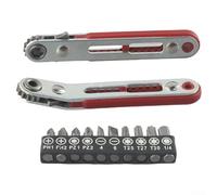 Set di 12 mini cacciaviti a cricchetto compatto con manico offset a 90 gradi e doppia testa di azionamento, compatibile con punte esagonali da 1/4 e prese quadrate