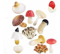 Set di 12 mini funghi con funghi shiitake e ostriche in resina PVC per l'uso in giardini fatati, terrari e paesaggi