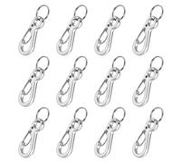 Set di 12 mini moschettoni, piccoli moschettoni, portachiavi con molla in metallo, set da 2,5 cm, moschettone rimovibile, portachiavi, anelli per zaino, guinzaglio per cani, pesca (argento)