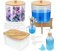 Set di 12 organizer per detersivi da 7 l, con etichette e coperchi in bambù, contenitore per detersivo in polvere, detersivo liquido e bucato, contenitore in polvere