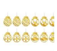 Set di 12 ornamenti natalizi in acrilico dorato su entrambi i lati, con intricati motivi natalizi per albero e decorazione della stanza (oro 1143: 12 pezzi)