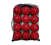 Set di 12 palline da pickleball di alta qualità, per interni ed esterni, misura ufficiale, 7,4 cm, con 40 fori di precisione, colore: rosso