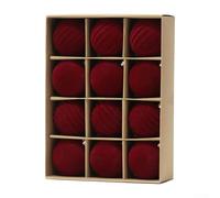 Set di 12 palline di Natale per decorazioni festive, leggere e con superfici floccate, da appendere agli alberi o come parte di composizioni stagionali (6 cm rosso vinaccia)