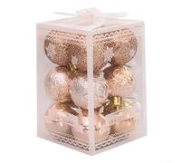 Set di 12 palline per albero di Natale, in plastica infrangibile, decorazioni per albero di Natale, 4 cm, per la casa e il Capodanno (oro rosa)