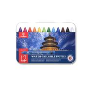 Set di 12 pastelli pastello a cera acquerellabili, kit artistico multi-tecnica con pennello e tavolozza, versatile per acquerello, pastello a olio ed effetti d'inchiostro, facile miscelazione per