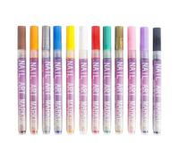 Set di 12 pennarelli per nail art, per donne e bambini, per nail art fai da te, ad asciugatura rapida, per nail art 3D, strumento fai da te per graffiti (B)