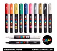 Set Di 12 Pennarelli Professionali Posca PC-1M Nero + Bianco